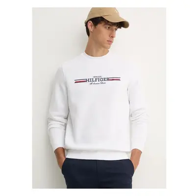 Mikina Tommy Hilfiger pánská, bílá barva, s potiskem, MW0MW35530 100017037