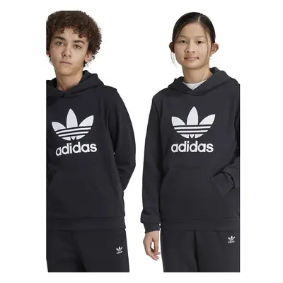 Dětská mikina adidas Originals TREFOIL HOODIE černá barva, s kapucí, s 94596548