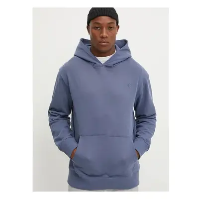 Bavlněná mikina adidas Originals pánská, modrá barva, s kapucí, hladká 100263318