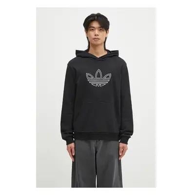 Bavlněná mikina adidas Originals Outline Hoodie pánská, černá barva, s 100028131