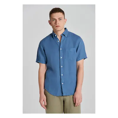 KOŠILE GANT REG GMNT DYED LINEN SS SHIRT SALTY SEA 90826153