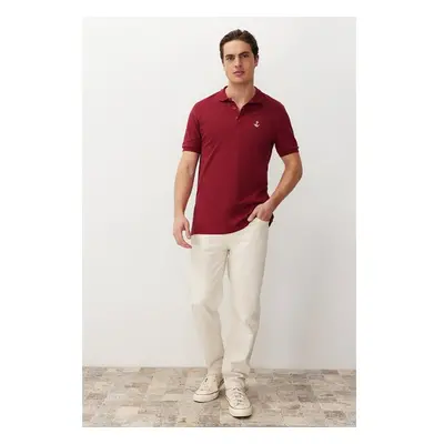 Trendyol Claret Red Regular/Normal Cut 100% Cotton Embroidered Polo 93728826