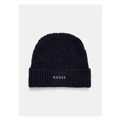 Čepice z vlněné směsi Guess CABLE BEANIE tmavomodrá barva, z husté 99837392