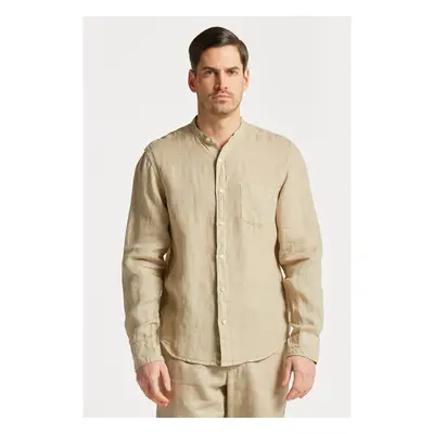 KOŠILE GANT REG UT GMNT DYED LINEN BAND SHIRT CONCRETE BEIGE 78760399