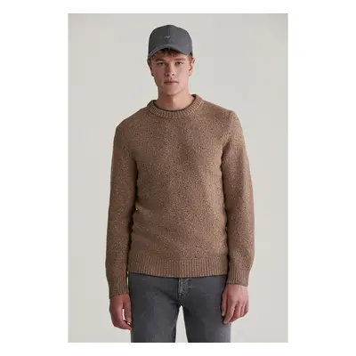 SVETR GANT NEPS WOOL C-NECK LT BROWN MELANGE 99405515