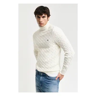 ROLÁK GANT COTTON CABLE TURTLE NECK CREAM 96192063