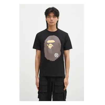 Bavlněné tričko A Bathing Ape BIG APE HEAD TEE černá barva, s potiskem 100028141