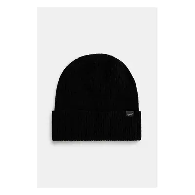 Vlněná čepice Woolrich Knitted Ribbed Beanie černá barva, 99247655