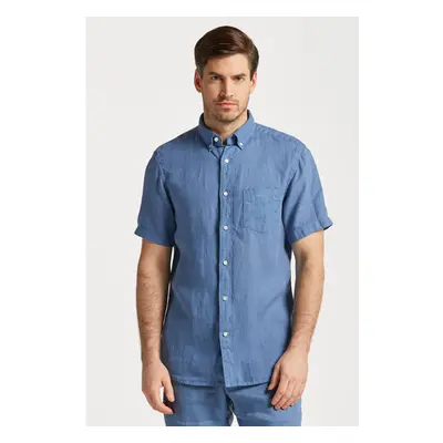 KOŠILE GANT REG UT GMNT DYED LINEN SS SHIRT SALTY SEA 78760393