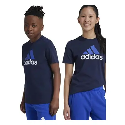 Dětské bavlněné tričko adidas U BL 2 TEE tmavomodrá barva, s potiskem, 95004883