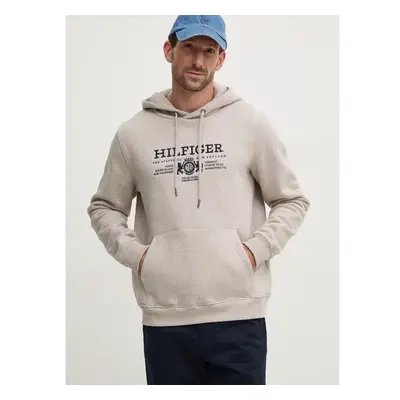 Bavlněná mikina Tommy Hilfiger pánská, šedá barva, s kapucí, melanžová 99867929