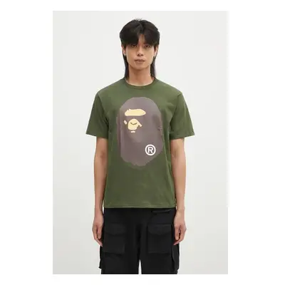 Bavlněné tričko A Bathing Ape BIG APE HEAD TEE zelená barva, s 100028143