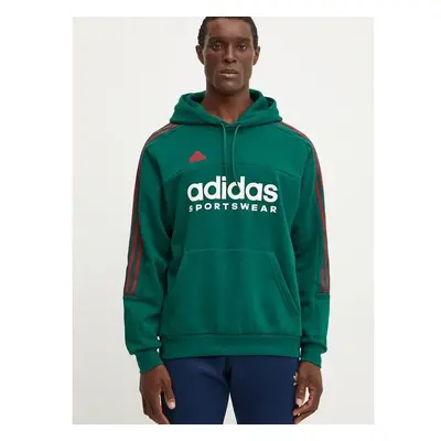 Mikina adidas Tiro pánská, zelená barva, s kapucí, s potiskem, IY4521 99233531