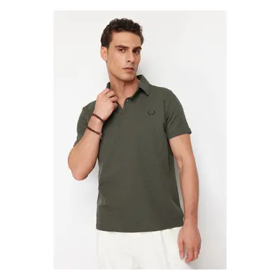 Trendyol Khaki Regular/Normal Cut Embroidered Textured Polo Neck T 99808052