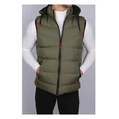 16683 Dewberry Hooded Mens Vest-Khaki 100173813