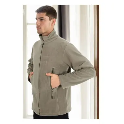 20583 Dewberry Zippered Fleece Mens Jacket-Khaki 99888574