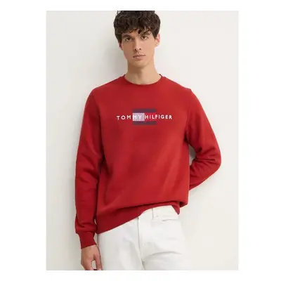 Mikina Tommy Hilfiger pánská, červená barva, s aplikací, MW0MW35541 100015704