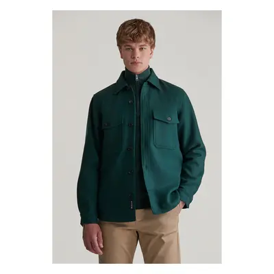 KOŠILE GANT WOOL BLEND OVERSHIRT TARTAN GREEN 99943930