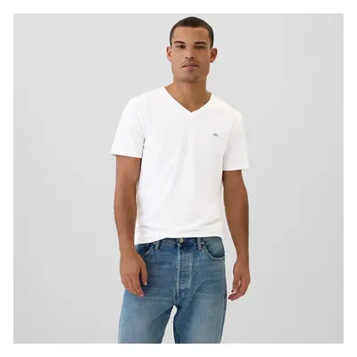 Tričko GAP Micro Logo Vneck Tee White Global M 100242812