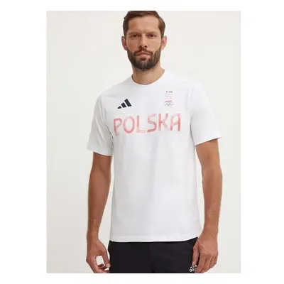 Tričko adidas Performance Poland bílá barva, s potiskem, JF6672 93981274