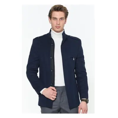 PLT8378 DEWBERRY MENS COAT-PLAIN NAVY BLUE 99790431