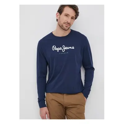 Bavlněné tričko s dlouhým rukávem Pepe Jeans EGGO LONG N tmavomodrá 65856591