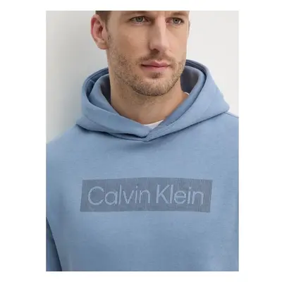 Mikina Calvin Klein pánská, modrá barva, s kapucí, s potiskem, 99440369