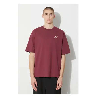 Bavlněné tričko Puma BETTER CLASSICS Oversized Tee vínová barva, 86538690