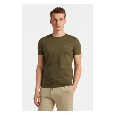 TRIČKO GANT SLIM MERCERIZED SS T-SHIRT JUNIPER GREEN 76936398