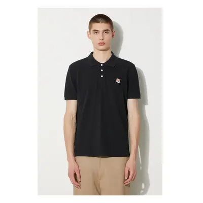 Bavlněné polo tričko Maison Kitsuné Fox Head Patch Regular Polo černá 92249423