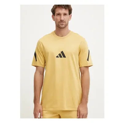 Bavlněné tričko adidas ZNE žlutá barva, s potiskem, JF2458 99826548