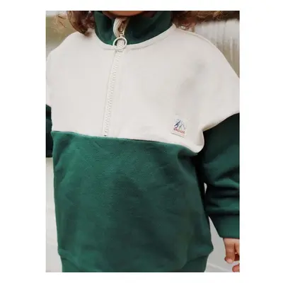 Dětská mikina Konges Sløjd LOU HALF ZIP SWEAT OCS zelená barva, hladká 100263518