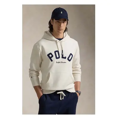 Mikina Polo Ralph Lauren pánská, béžová barva, s kapucí, s potiskem, 100027941