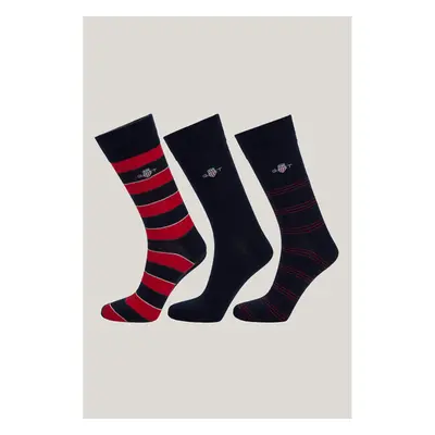 PONOŽKY GANT SHIELD TIE STRIPE SOCKS 3-PACK GB BRIGHT RED 98997667