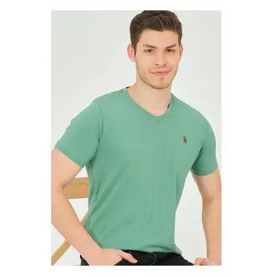 T8568 DEWBERRY V-NECK MENS T-SHIRT-PLAIN LIGHT GREEN 86888713