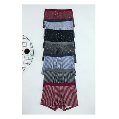 Trendyol 7-Pack Plain/Patterned Cotton Boxer 99163284