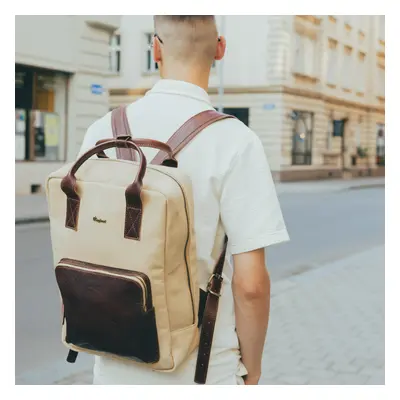 Bagind Kampus Canvas Laté - unisex batoh v přírodní béžovo-hnědé 99231040