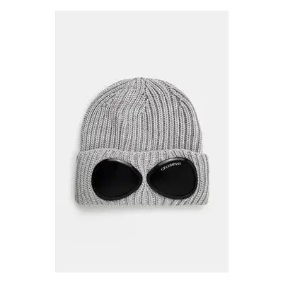 Vlněná čepice C.P. Company Extra Fine Merino Wool Goggle Beanie šedá 99543066