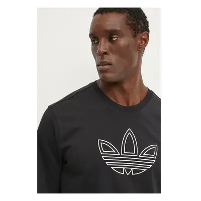 Bavlněné tričko adidas Originals Outline Tee černá barva, s aplikací, 99247618