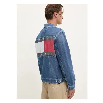 Džínová bunda Tommy Jeans pánská, modrá barva, přechodná, DM0DM20495 98977509