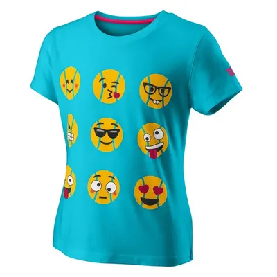 Dívčí tričko Wilson Emoti-Fun Tech Tee G Scuba Blue 99600179