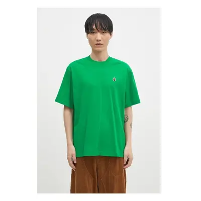 Bavlněné tričko A Bathing Ape ONE POINT RELAXED FIT TEE zelená barva, 100028139