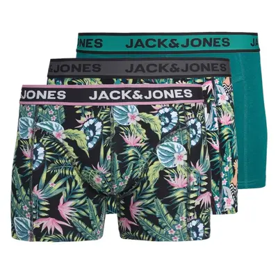 JACK & JONES Boxerky Drew smaragdová / růžová / černá / bílá 95098665