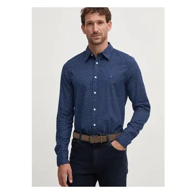 Košile Tommy Hilfiger pánská, tmavomodrá barva, slim, s klasickým 99867934