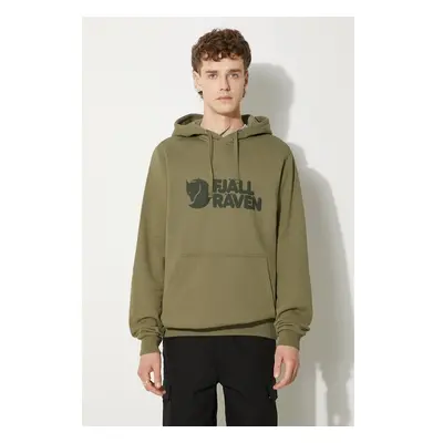 Bavlněná mikina Fjallraven Logo Hoodie F84144 622 pánská, zelená barva 84008796