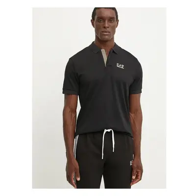 Bavlněné polo tričko EA7 Emporio Armani černá barva, s potiskem, PJOLZ 99233659