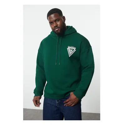 Trendyol Emerald Green Plus Size Hooded Oversize/Wide Cut Fleece 95758006