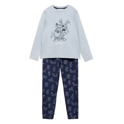 MANGO KIDS Pyžamo LOONEY námořnická modř / světlemodrá / bílá 99267860