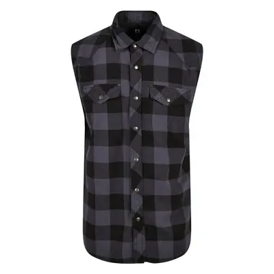 Pánská košile bez rukávu Brandit Checkshirt Sleeveless - černá,šedá 66066514