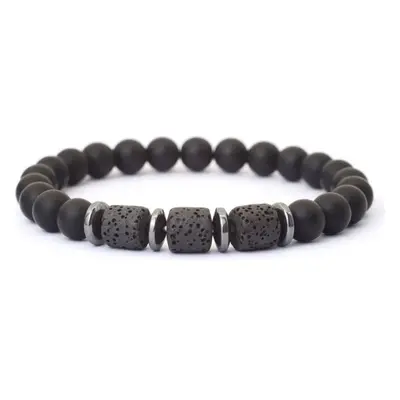 Daniel Dawson Náramek Nicolo - 8 mm onyx, hematit, lávový kámen 90352114